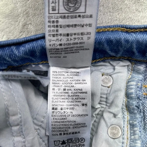 Levi's Wedgie Straight Jeans High Rise Button Fly Denim Casual Sz 26 Grunge Boho - Picture 11 of 14